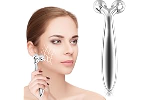UV STYLISH Massaggiatore viso 3D, rullo per il viso, rullo rotante a 360°, massaggiatore per il viso, massaggiatore modellante, snellente, anti-rughe, rilassamento muscolare (argento)