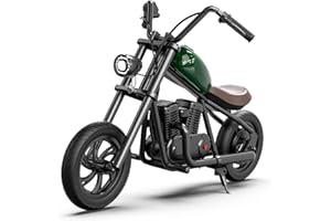 HYPER GOGO Challenger 12 Elektro Motorrad Kinder, Kindermotorrad mit 3 Geschwindigkeiten, 12KM Lange Reichweite12 Zoll Luftreifen, bis zu 60 Minuten ununterbrochene Fahrzeit (Grün)