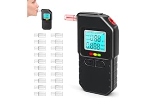 MUHOGXIO Alkoholtester mit Zwei Sensoren,Polizeigenaues Promillemessgerät mit Professionellem Digitalem LCD-Display und 20 Mundstücken,Tragbarer Alkoholmessgerät für Den Persönlichen und Professionellen