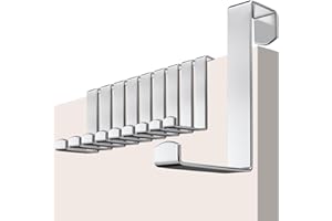 Brovamo 10 Ganchos Reversibles para Puertas - Colgador Puerta-Ganchos En Z Reversibles - Ganchos Para Puerta Colgar - Ganchos Para Puertas. Adecuado para Dormitorios, Cocinas, Armarios, plateado