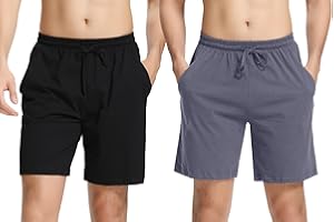 Irdcomps Bas de Pyjama Homme Coton Pantalon Shorts Bermuda Court Doux Short Jogging Sport Décontracté Vêtements de Nuit Élastique Ajustable et Poches Short de Pyjama d'été