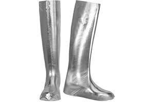 NET TOYS Botas de Gabardina Estilo GoGo | Plateado | Llamativo Accesorio Disfraz Botas largas de Gabardina para Dama elección para Fiestas de los años 90 y carnavales al Aire Libre