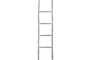 Biscottini Bathroom Towel Ladder 130 x 4 x 33 cm - Decorative Wooden Ladder - Towel Ladder - Wooden Towel Rail - Wall Mounted Towel Rail Metal, Bamboo