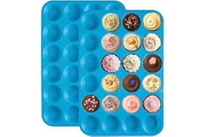 Mini Muffin Pan 24 Cups, Silicone Cookies Cupcake Bakeware Tin Soap Tray Mould Non Stick, Dishwasher Safe by XUTONG