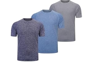 Bsrpolry Confezione da 3 magliette da uomo per corsa, palestra, girocollo, ad asciugatura rapida, top da corsa a maniche corte