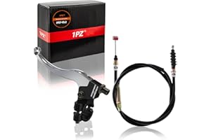 1PZ FR7-CL2 Kit Levier d'embrayage Argent + Câble Embrayage Moto Cross, Compatible Honda CRF/XR, Yamaha, Suzuki, SSR 50-125cc - 7/8" Guidon + 100cm Câble Prédécoupé
