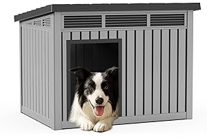 DRATO Dog House for Both Indoor and Outdoor with Weatherproof Roof Removable Floors for Medium to Large Dogs Interior Space (Gray, Medium(32.2 * 25.12 * 24.13''))