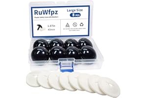 RuWfpz Yeux de Securite Amigurumi Crochet 40mm - 8pcs Gros Yeux de Sécurité Poupée en Plastique Noir, Oeil Yeux pour Peluche Amigurumi, Bouton Yeux a Coudre Animaux