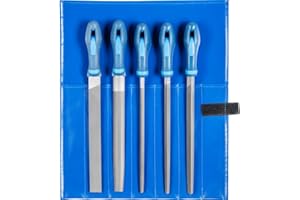 ‎PFERD PFERD Werkstattfeilen-Set in PVC-Rolltasche, 5 Feilen, Kreuzhieb H2, 250mm, 11800542 – für universelle Schrupp- und Schlichtarbeiten geeignet