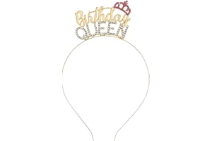 APLZGMG Birthday Queen Tiara, Rose Gold Rhinestone Crown Headband Happy Birthdays Hairband with Glitter Rhinestone Shiny Princess Birthday Crown for Women & Girls Party Decoration