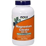 NOW Foods Magnesium Citrate Tablets, 200 mg, Pack of 250