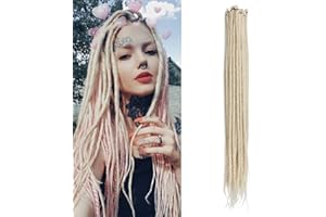 DSOAR Extensiones de Rastas Sintéticas Delgadas de 0,6cm Hechas A Mano 20 Pulgadas 20 Hebras de Pelo de Ganchillo Trenzas Largas de Ganchillo Estilo Hip-Hop Extensiones de Cabello de Rastas Suaves, Rubio