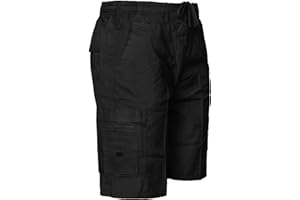 GA COMMUNICATIONS Men's Knee Length Cotton Shorts Elasticated Waist Cargo Combat Pockets Summer Beach Pants