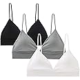 INIBUD Bralette for Women Triangle Cups Removable Padded Wire Free Pull On Closure