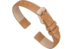sourcing map Multi-sizes Genuine Leather Band, Flat Thin Elegant Leather Watch Strap for Men and Women