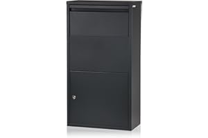 Zelsius Boîte aux Lettres avec Compartiment pour Paquet Merkur | en Acier revêtu par poudrage avec éléments en Acier INOX | RAL7016 Anthracite| Dispositif Anti-Retour intégré | Montage Mural