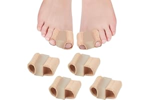 LEIKEDUN 4 Pezzi Separatori per Alluce Valgo per Dita Sovrapposte, Distanziatori per Dita Piedi in Gel con 2 Passanti, Correttore per Alluce Valgo Separatore Dita Piede per Donna Uomo