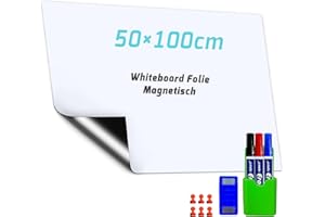 SAMNISOO Whiteboard Magnetisch Folie, Magnetfolie Weiß Abwischbare, Magnettafel Selbstklebend, Umweltfreundliches PET-Material, magnetische Adsorption, für Schule/Büro/Haus (Zentimeter, 50x100)
