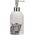 Croydex Ceramic Hand Soap Dispenser with Chrome Pump - Steven Brown Angus McCoo Artwork, 350ml Liquid Soap Dispenser, Highland Cow Gifts, Must Have Bathroom Accessory