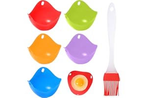 AETHERAURORA Pack of 5 Poached Egg Mould with Ring Stands, Non-Stick Silicone Egg Poacher, Poached Egg Maker, Egg Cooker, Egg Maker Cups for Egg Pans, Cookware, Steam Kettle, Microwave, BPA-Free