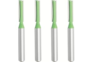 Aopin Router Bit 5mm Cutting Dia 6mm Shank Dia Double Flute Straight Bit Carbide for Woodworking Milling Cutter Tool, Green, Silver, 4Pcs