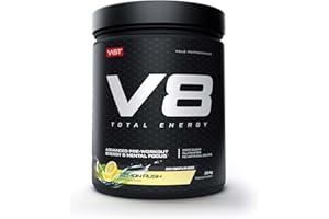 ‎VAST V8 Total Energy – Pre Workout Booster – Trainingsbooster – CarnoSyn®, BetaPower®, natürliches Koffein – Vegan – Zuckerfrei – 20 Portionen – Made in Germany – Lemon Rush