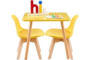 LuxNook Set di 2 Sedie per Bambini con Gambe in Legno, Sedia Piccola in PP+PU con Schienale per Cameretta per Bambini, Sedia da scrivania per Bambini, Ideale per Bambini da 1 a 6 Anni, giallo