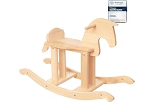 VonDerWelt Massivholz-Schaukelpferd für Kinder ab 1 Jahr – handgefertigtes, unbehandeltes Schaukeltier, sicher & leicht montierbar Kleinkinder