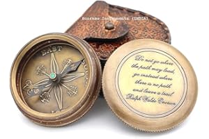 ROORKEE INSTRUMENTS (INDIA) A NAUTICAL REPRODUCTION HOUSE Unusual Gifts Famous Quote''Do not go Where The Path''Magnetic Compass with case