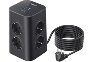 Anker Mehrfachsteckdose, 8-fache Steckdosenleiste, Steckerleiste mit 4 USB, 20W USB C Schnellladen, Mehrfachsteckdose mit Schalter, 2m Kabel Steckdosenturm für Büro, Zuhause, Gaming