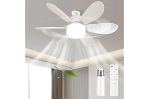 BomKra Ventilatore da Soffitto Con Luce e Telecomando, E27 Silenzioso Lampadario Ventilatore LED, Dimmerabile, 3 Velocità, 3 Temperature di Colore, per Soggiorno, Camera da Letto, Camera dei bambini