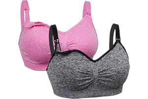 Dreamburn Maternity Nursing Bra 1/2/3 Pack Wireless Seamless Breastfeeding Bras 4 Rows Adjust Hook with Removable Spill Prevention Pads Add Extenders Comfortable