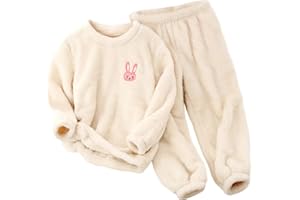 XINYUNZU Mädchen Thermo Kleidung Set Fleece Schlafanzug Kinder Pyjama Set Thermohose und Thermoshirt Hausanzug 2 Teiler Casual Outfit Herbst Winter Kuschel Bekleidungssets für 1-2 Jahre Alt