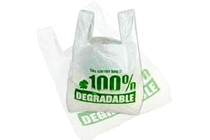 CAPRA FALCONERI Lot de 500 grands sacs de transport en plastique blanc 33 x 48,3 x 58,4 cm – Sacs de courses réutilisables 100 % biodégradables – Sacs en plastique recyclé respectueux de l'environnement