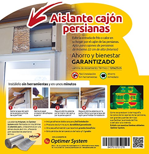 OPTIM HOME - Polynum - Kit Aislante para cajón de persianas - 1,2 x 0,25 m