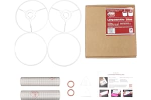 Drum Lampshade Making Kit Twin Pack - Use with Pendant Ceiling Lights, Table and Floor Lamps, Drum Circle Shape Needcraft UK DIY use with Fabric, Textile, Wallpaper of Choice. (White, 20cm)