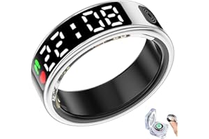 PZCC Anello da uomo e donna, tracker di salute, IP68 Smart Ring, display LED, monitoraggio della frequenza cardiaca, esercizio e sonno, compatibile con iOS/Android (argento, 11)