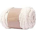 LOVIVER Chunky Wool Yarn Jumbo Yarn Crochet Cloth Summer Hand Knit Yarn Weight Yarn Bulky Yarn for Knitted Blanket Weaving Sweater Pet Bed, beige white