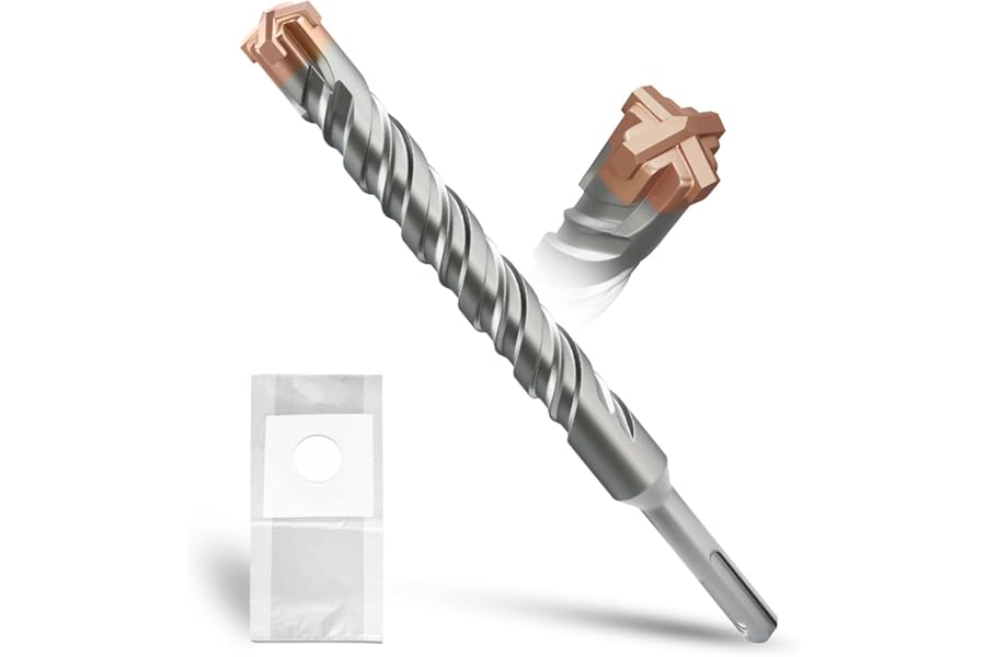 METOTY SDS Plus Hammer Drill Bit 20mm×210mm, with 4 Carbide Cutting Edges, Head with Coating, Masonry Drill, Hammer Drill, Concrete Drill, for Stone, Concrete, Natural Stone, Brick Wall