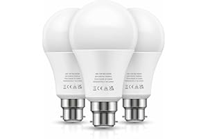 LOHAS-LED Bayonet Light Bulb Cool White, 100 Watt Bayonet Light Bulbs, Daylight Bulbs 6000K Bright Light Bulb Bayonet, 1100LM 12W A60 BC GLS Energy Saving Bulb, Kitchen Bedroom Living Room, 3 Pack