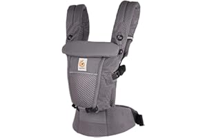 Ergobaby Mochila portabebé Adapt para recién nacidos desde el nacimiento, portabebé ergonómico de malla SoftFlex™ de 3 posiciones para transportar en el abdomen y en la espalda, Graphite Grey