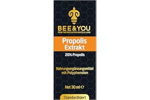 ‎BEE & YOU BEE&YOU Propolis Tinktur Tropfen 20% (30ml) standardisiert, Zusatzstoffe, Propolis Extrakt reich an nützliche Polyphenole und Flavonoide, in Müsli und Joghurt mischen