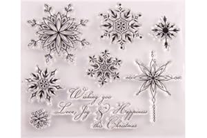 ARRIETTYCRAFT Merry Christmas Christmas Snowflakes Sayings Verses Clear Stamps for Christmas Cards Making Decoration and Scrapbooking Rubber Stamps for Craft