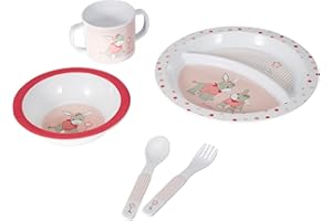 Sterntaler Service de Table Emmi Girl, Assiette, bol, cuillère, fourchette, Tasse, Âge : pour Bébés dès 6 mois, Rose