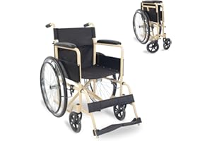 ‎MOBICLINIC Mobiclinic®, Faltrollstuhl, Denver, Europäische marke, Sitzhöhe 46 cm, Handbremse, Abnehmbare rückenlehne, Einklappbare fußstütze, Stabil, Rollstuhl faltbar leicht (Creme)