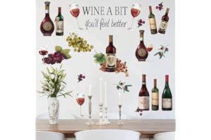 Runtoo Butelka wina cytaty kuchenne naklejki ścienne winogrona owoce degustacja wina inspirujące naklejki ścienne do baru kuchnia dekoracja ścienna
