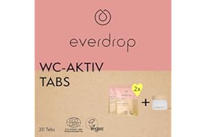 ‎EVERDROP everdrop WC-Aktiv-Tabs Starter Set (40 Stück mit Glastiegel) - Tiefenreinigung für ein hygienisch frisches WC