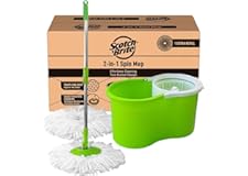 Scotch-Brite 2-in-1 Bucket Spin Mop (Green, 2 Refills), 4 Pcs