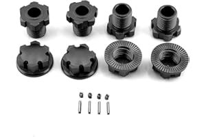 Levigo Combineur d'extension de moyeu hexagonal en métal RC de 17 mm compatible avec Traxxas Maxx Sledge E-Revo VXL, pièces de mise à niveau RC - Adaptateur de moyeu hexagonal de roue RC - Noir