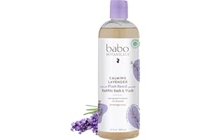 Babo Botanicals Natürlicher Lavendel Wiesensüß, 3-in-1 Baby-Schaumbad-Shampoo – sulfatfrei, 425 ml